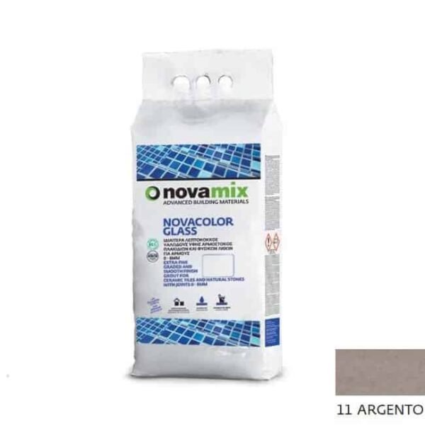 Novamix Novacolor Glass αρμόστοκος πλακιδίων 0-8mm 5kg 11 Argento