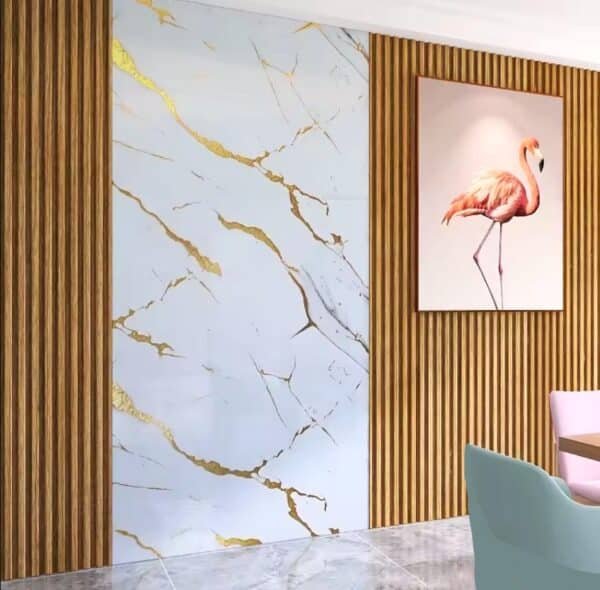 PVC Panel τοίχου 2.8mm 106 Gold Carrara 122cmX280cm OEM - Image 4