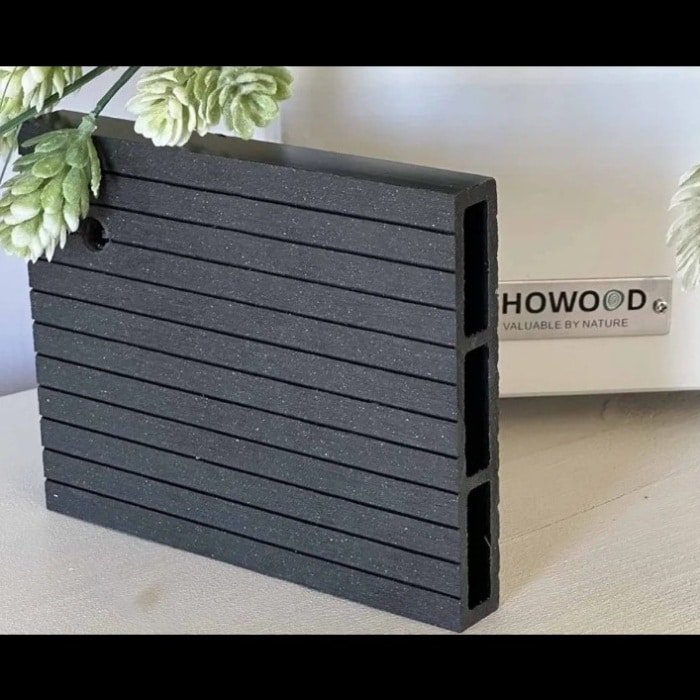Showood WPC σανίδα περίφραξης γραμμωτή 2x12x360 γκρι σκούρο