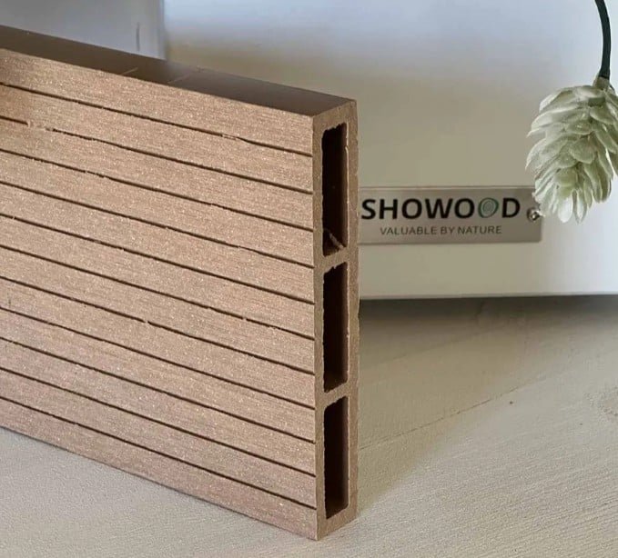 Showood WPC σανίδα περίφραξης γραμμωτή 2x12x360 καφέ ανοιχτό